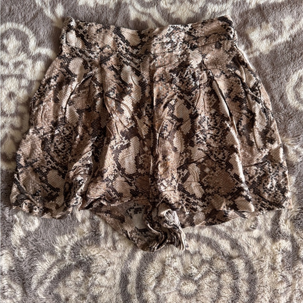 H&M High Waist Snake Print Shorts